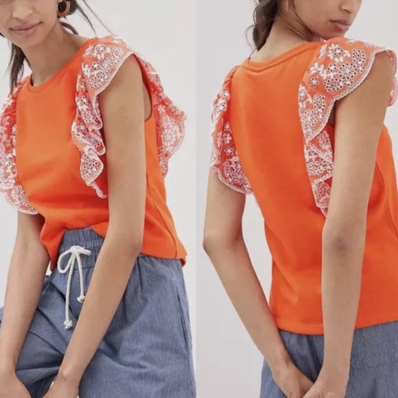 Anthropologie ruffle sleeveless top, S - Picture 2 of 7